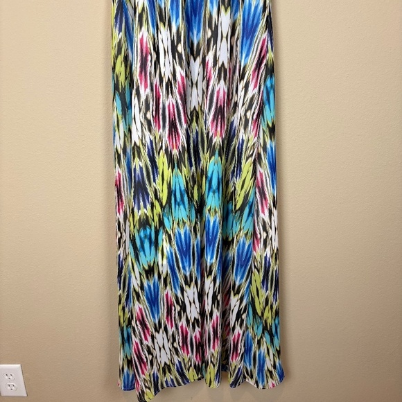 NWT Nicole by Nicole Miller Black Empire Waist with Colorful Print Maxi Dress - Picture 6 of 9